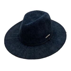 Vince Camuto Black Ribbed Chenille‎ Wide Brim Panama  Hat NWT One Size